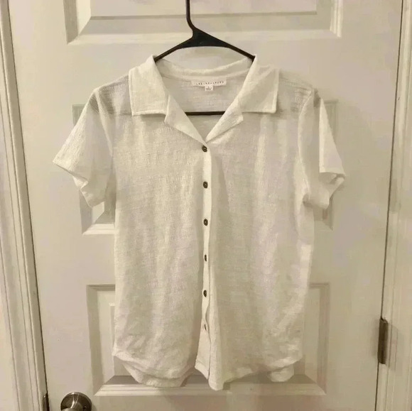 Jane + Delancey White Short Sleeved Button Blouse Size S Womens #G205 - Picture 1 of 5